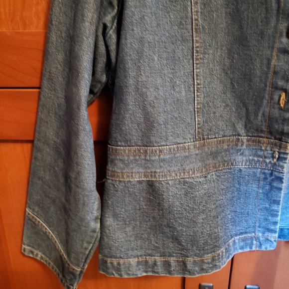 Denim Jacket w Waistline defined - XL - Mandarin Collar - Picture 2 of 5